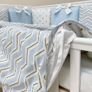Set lenjerie patut bebe 7 piese Dots albastru (9)